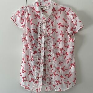 Bettie Page Red Bow Kids Blouse